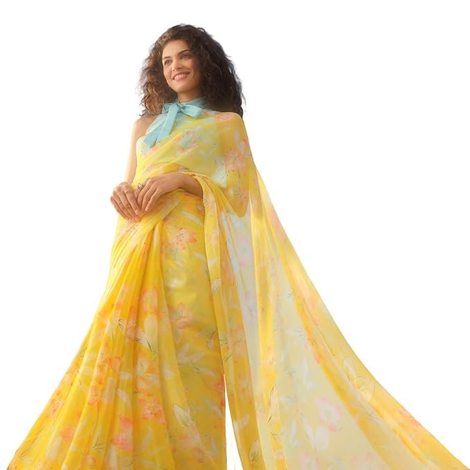 Garden Vareli Floral Print Nara Chiffon Saree