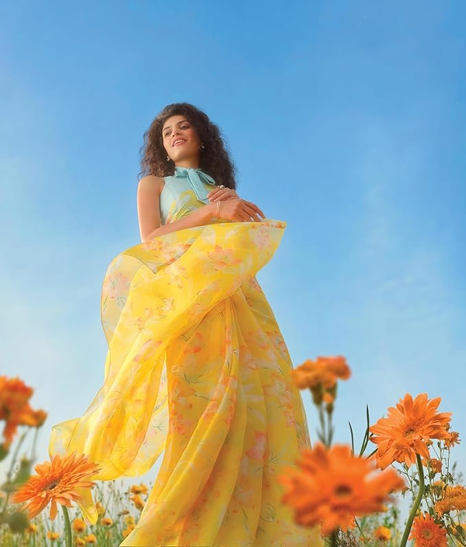 Garden Vareli Floral Print Nara Chiffon Saree - Image 2